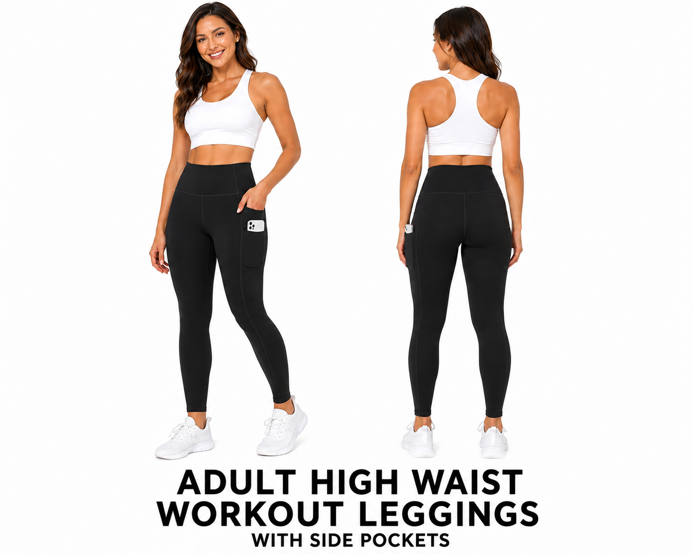 Adult High Waist workout leggings with side pockets