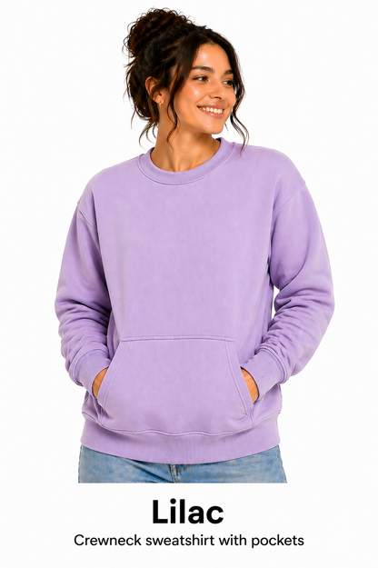 Cotton Crewneck Sweatshirts With Pockets