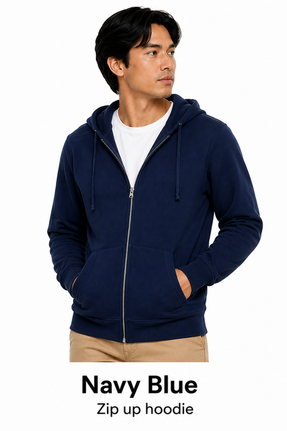 Unisex Cotton Zip Up Hoodie