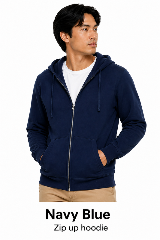 Unisex Cotton Zip Up Hoodie