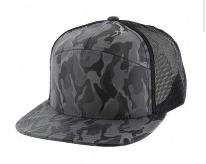 Kamel K707 100% POLYESTER CAMO 7 Panel Flat Adjustable Snapback Mesh Trucker Cap