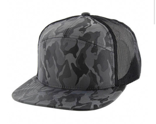 Kamel K707 100% POLYESTER CAMO 7 Panel Flat Adjustable Snapback Mesh Trucker Cap