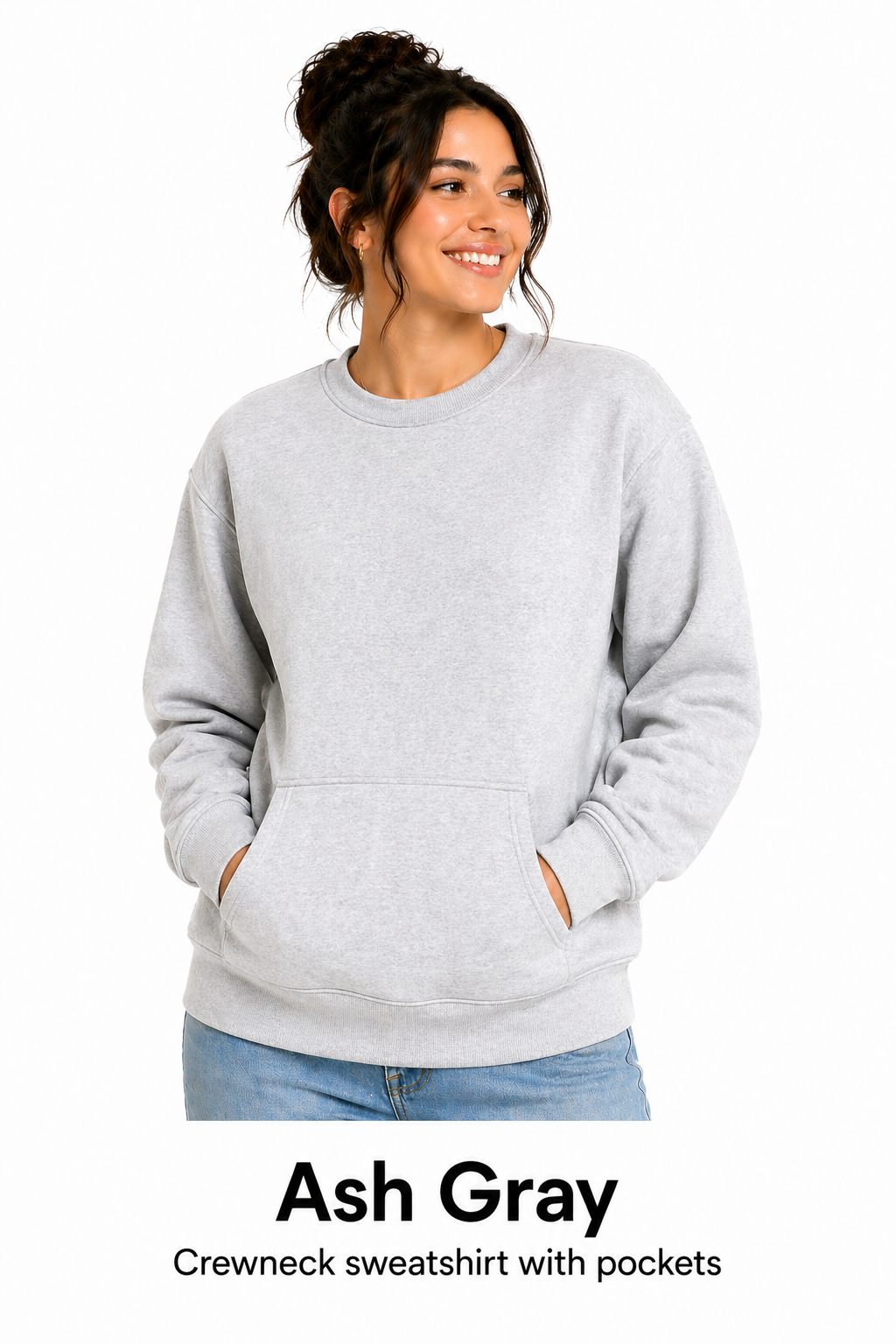 Cotton Crewneck Sweatshirts With Pockets