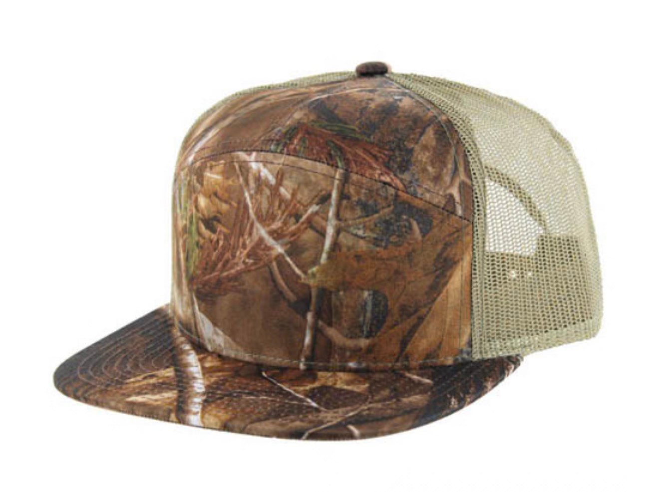 Kamel K707 100% POLYESTER CAMO 7 Panel Flat Adjustable Snapback Mesh Trucker Cap