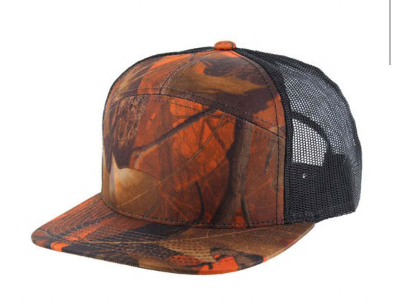 Kamel K707 100% POLYESTER CAMO 7 Panel Flat Adjustable Snapback Mesh Trucker Cap