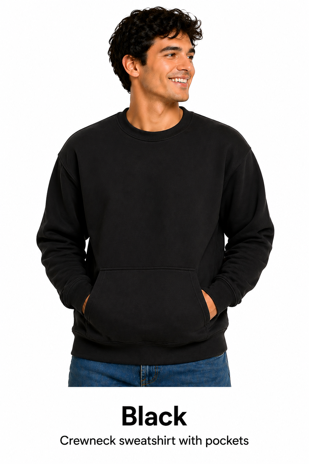 Cotton Crewneck Sweatshirts With Pockets