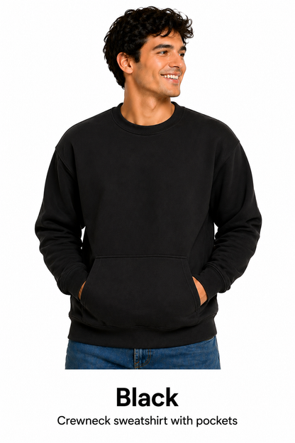Cotton Crewneck Sweatshirts With Pockets