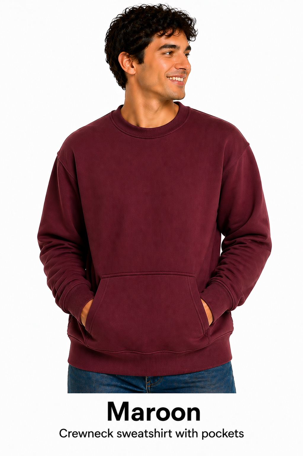Cotton Crewneck Sweatshirts With Pockets