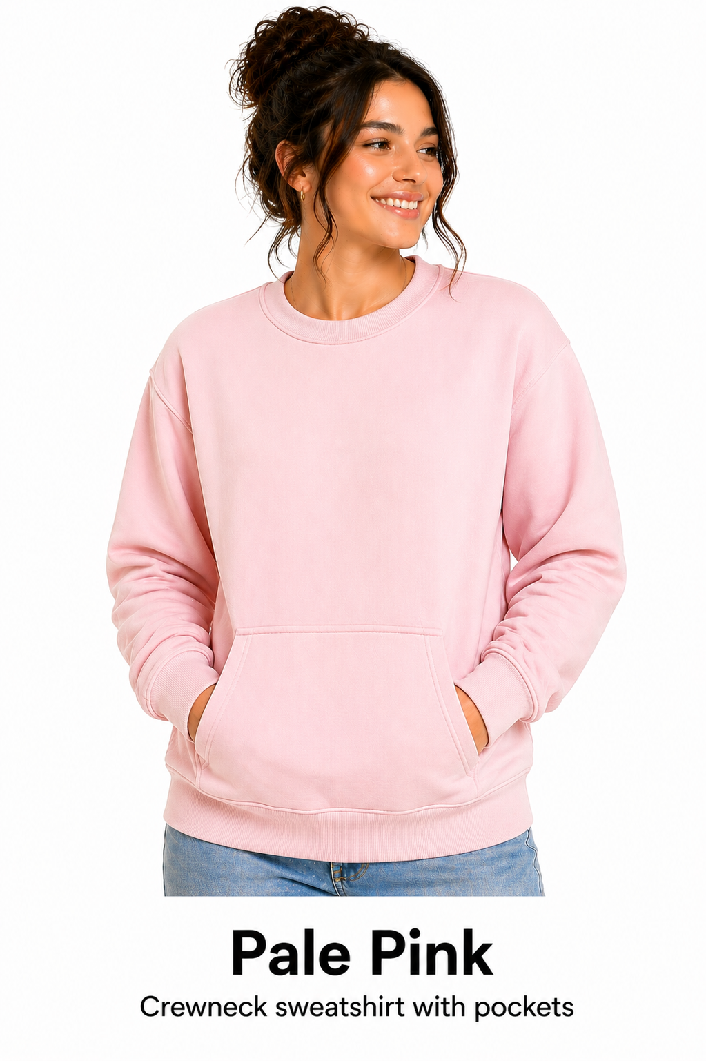 Cotton Crewneck Sweatshirts With Pockets