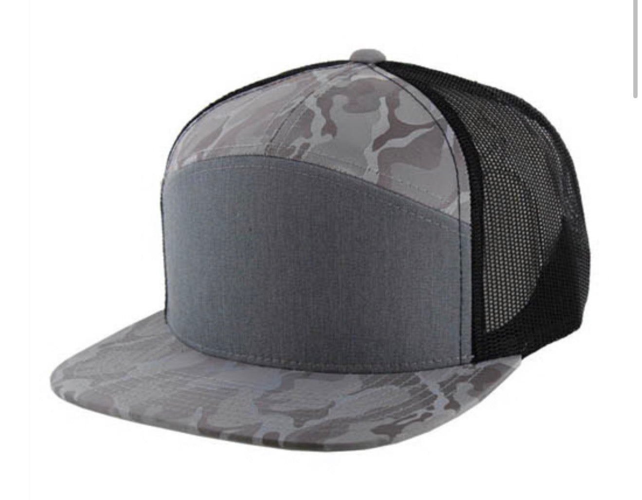 Kamel K707 100% POLYESTER CAMO 7 Panel Flat Adjustable Snapback Mesh Trucker Cap