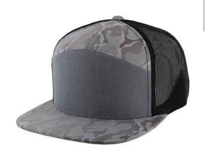 Kamel K707 100% POLYESTER CAMO 7 Panel Flat Adjustable Snapback Mesh Trucker Cap