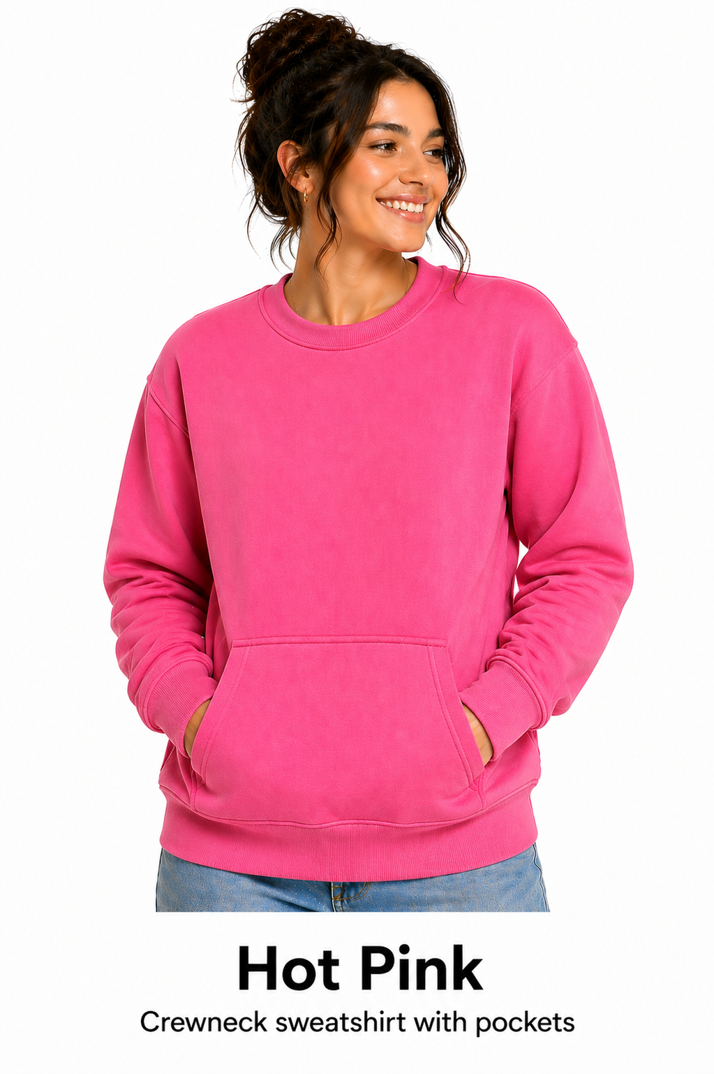 Cotton Crewneck Sweatshirts With Pockets