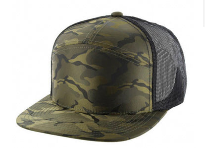 Kamel K707 100% POLYESTER CAMO 7 Panel Flat Adjustable Snapback Mesh Trucker Cap