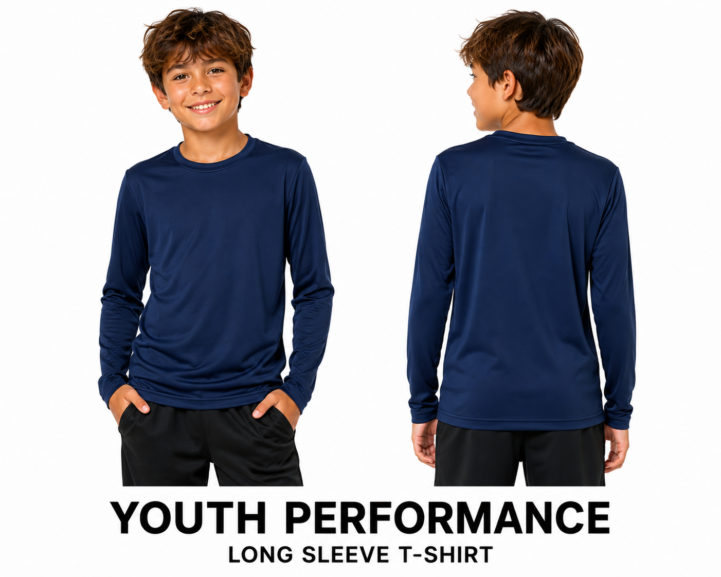Youth Performance Long Sleeve Shirts (100% polyester)