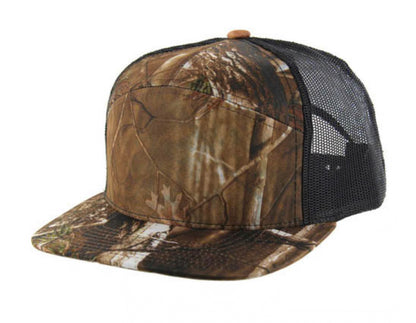 Kamel K707 100% POLYESTER CAMO 7 Panel Flat Adjustable Snapback Mesh Trucker Cap