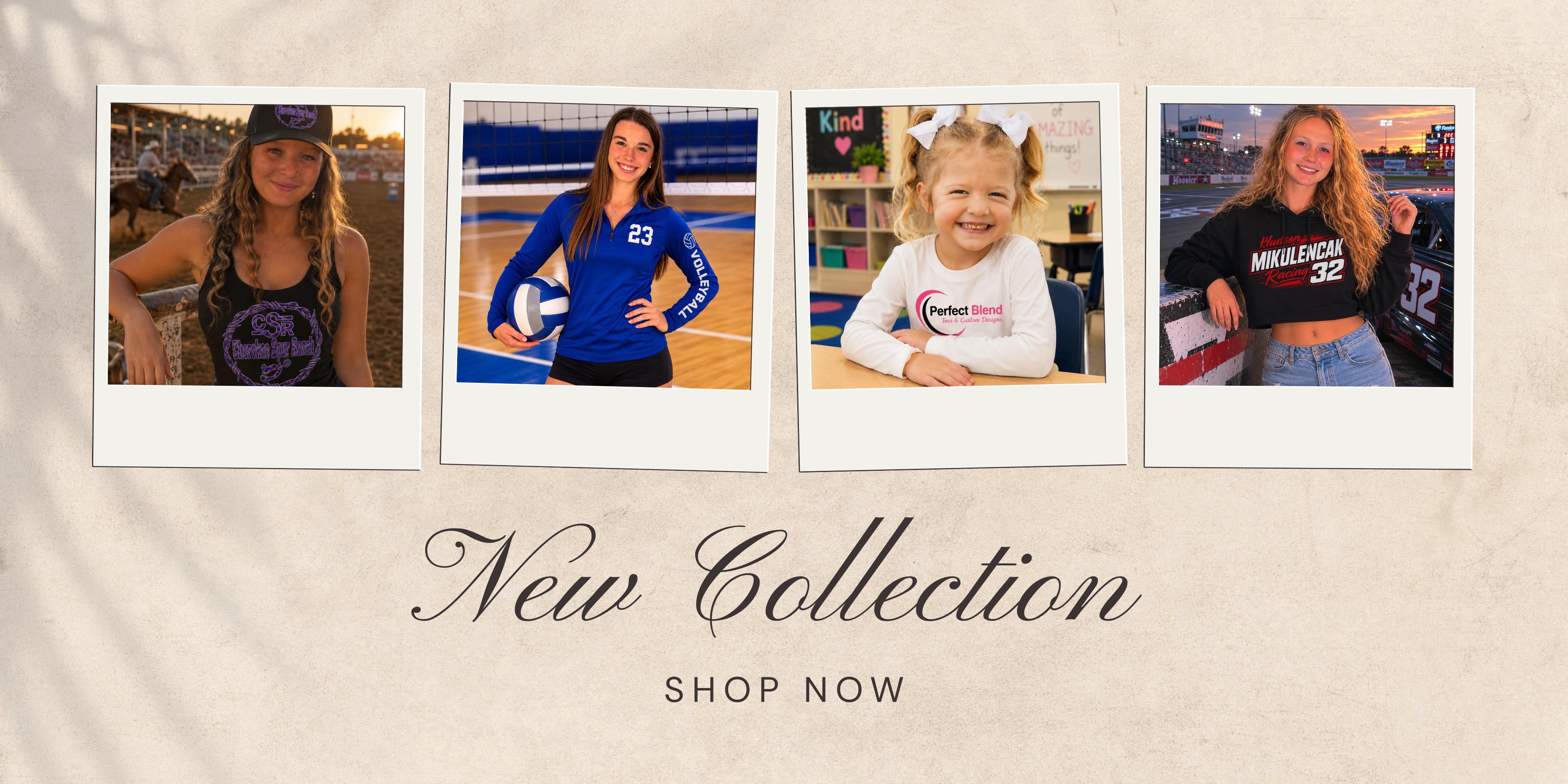 New collection banner with polaroid photos