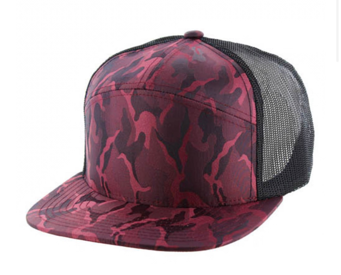 Kamel K707 100% POLYESTER CAMO 7 Panel Flat Adjustable Snapback Mesh Trucker Cap