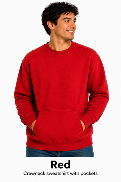 Cotton Crewneck Sweatshirts With Pockets