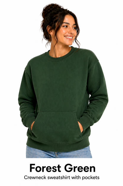 Cotton Crewneck Sweatshirts With Pockets